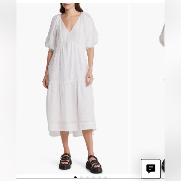 NWT $568 Frame V Neck Puff sleeve maxi dress white size X Small - Picture 5 of 12